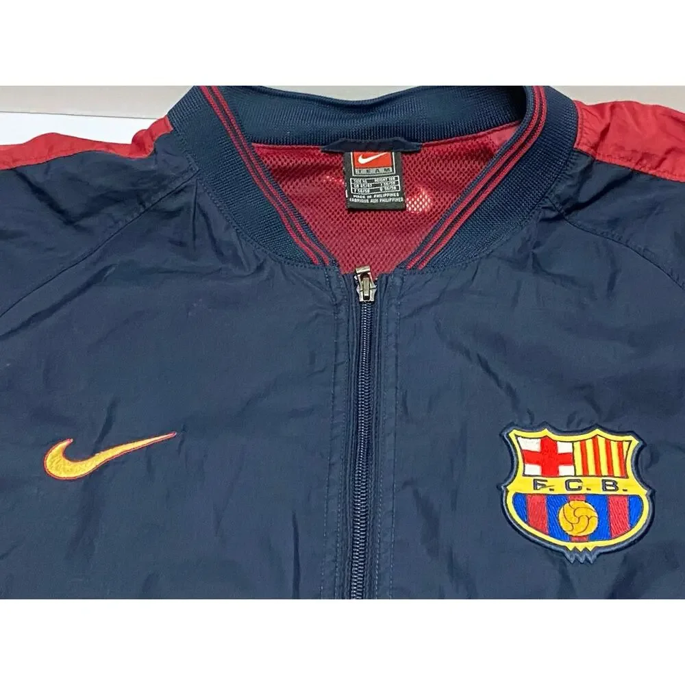 Vintage Barcelona Spain Training Top Jacket Raincoat Coat 1990's Nike Size XL - Picture 2 of 8